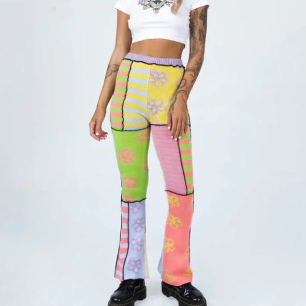 THE RAGGED PRIEST BANGER KNIT FLARES MULTI